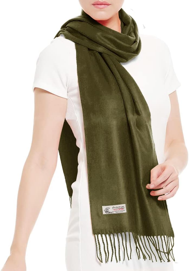 Plain Solid Color Cashmere Feel Classic Soft Luxurious Winter Scarf for Men Women - Brown image number 5
