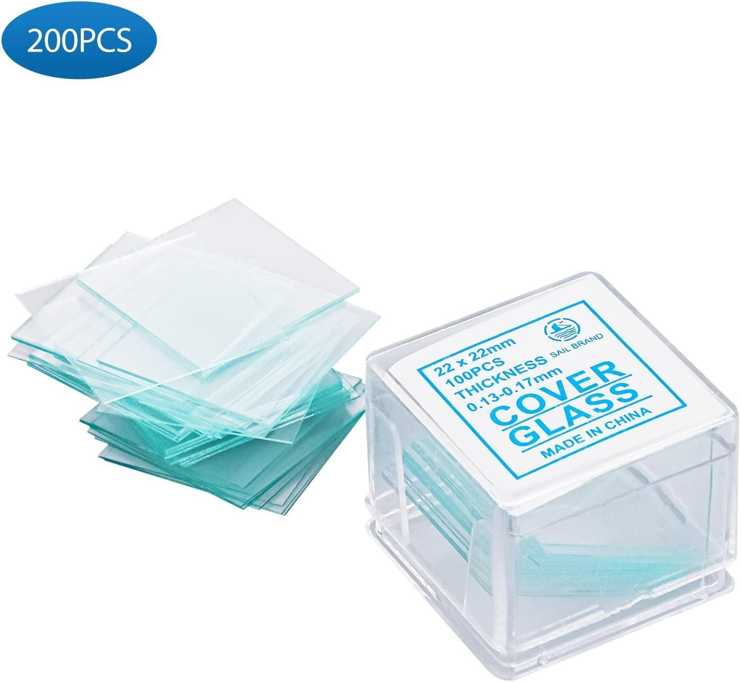 FOUR E'S SCIENTIFIC Microscope Slides and Cover Slips with Plastic Droppers | 100Pcs Pre-Cleaned Microscope Slides | 200Pcs Microscopes Square Cover Glasses image number 2