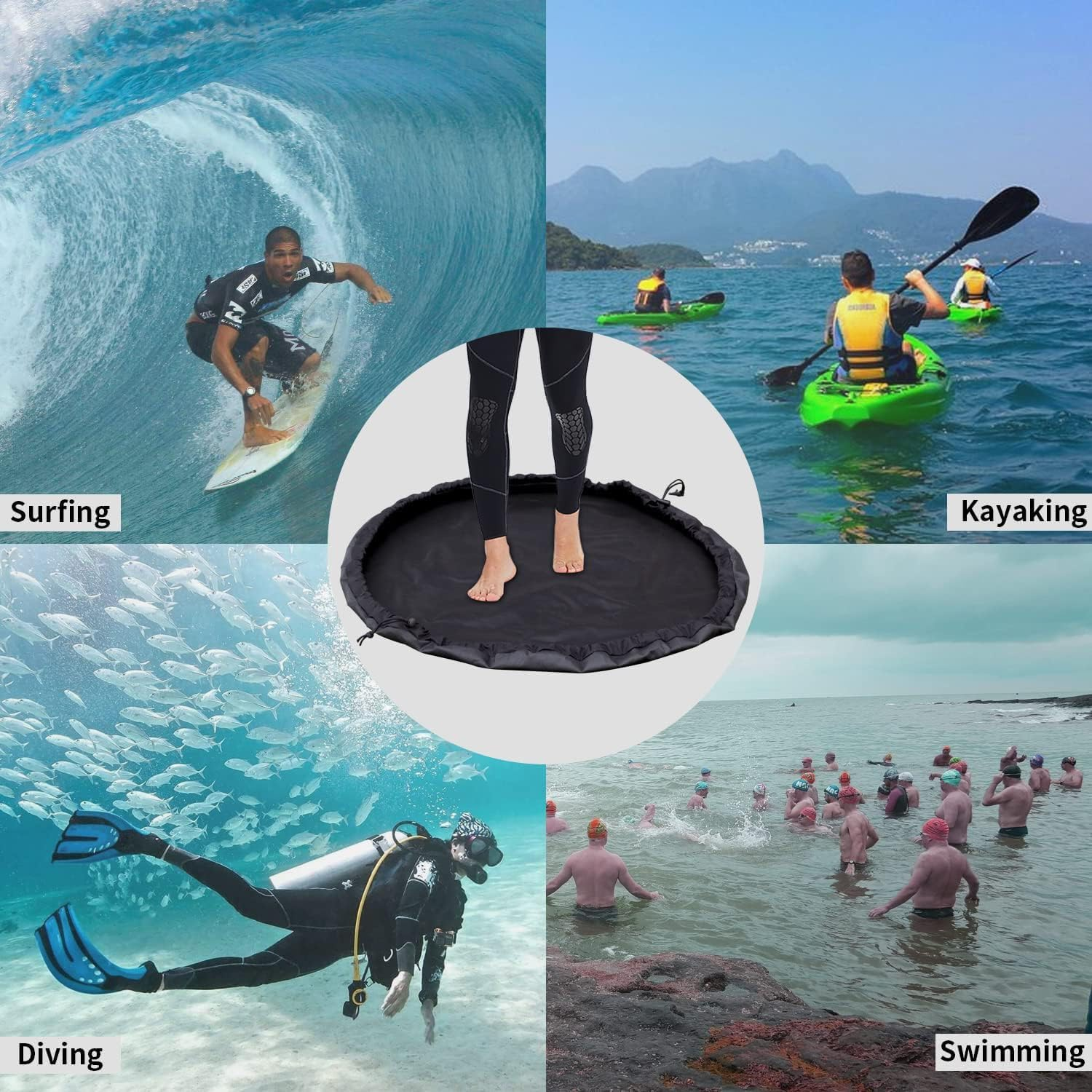 Songholee Wetsuit Changing Mat, Large Beach Wet Clothes Dry Bag, Surf Change Mats, Waterproof Wetsuit Change Mat Bag, Portable Wetsuit Bag for Storage Wet Swimwear Outdoor, Beach Accessories image number 1