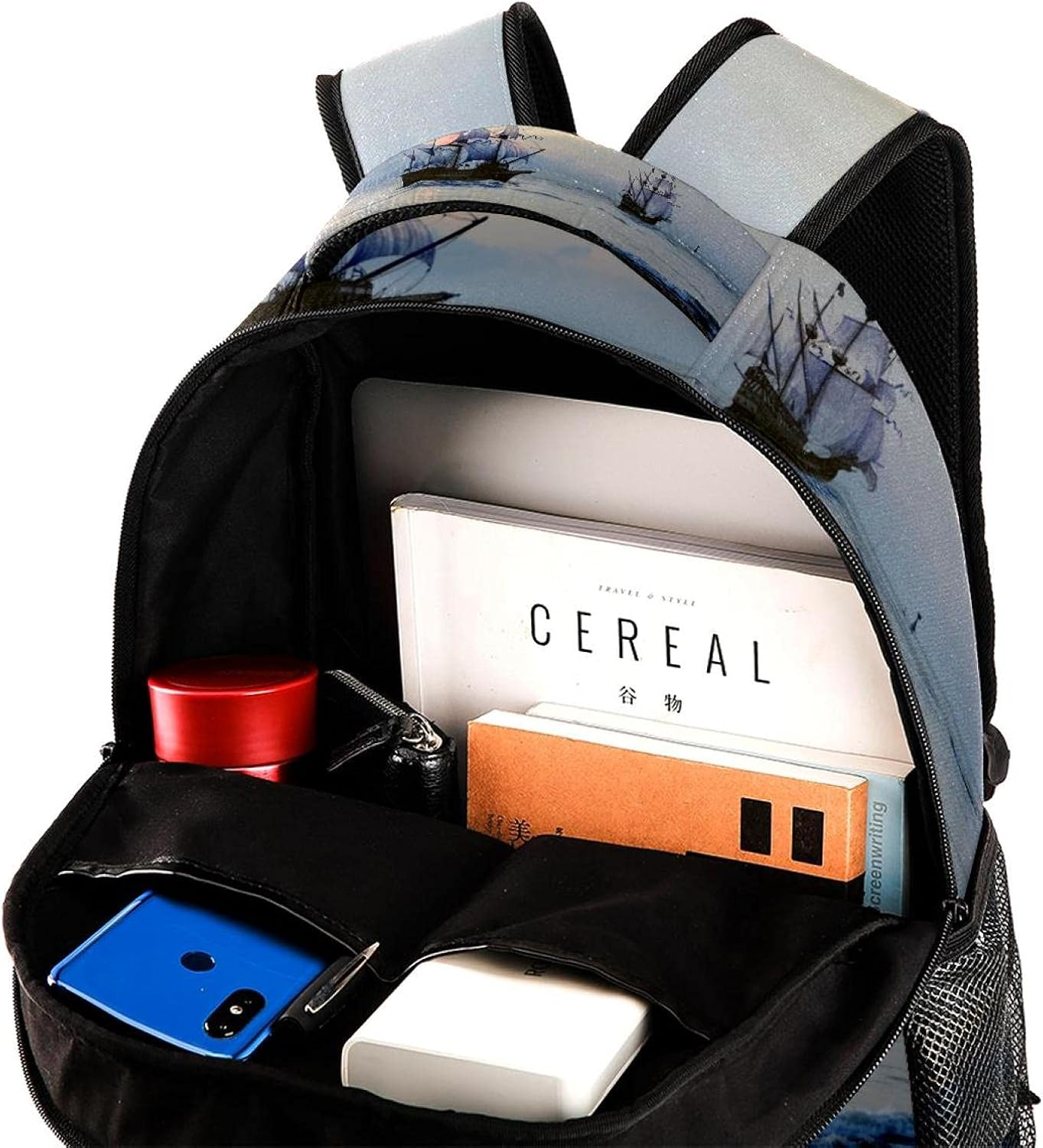 Pirate Ship Backpack Students Shoulder Bags Travel Bag College School Tote Backpacks image number 2