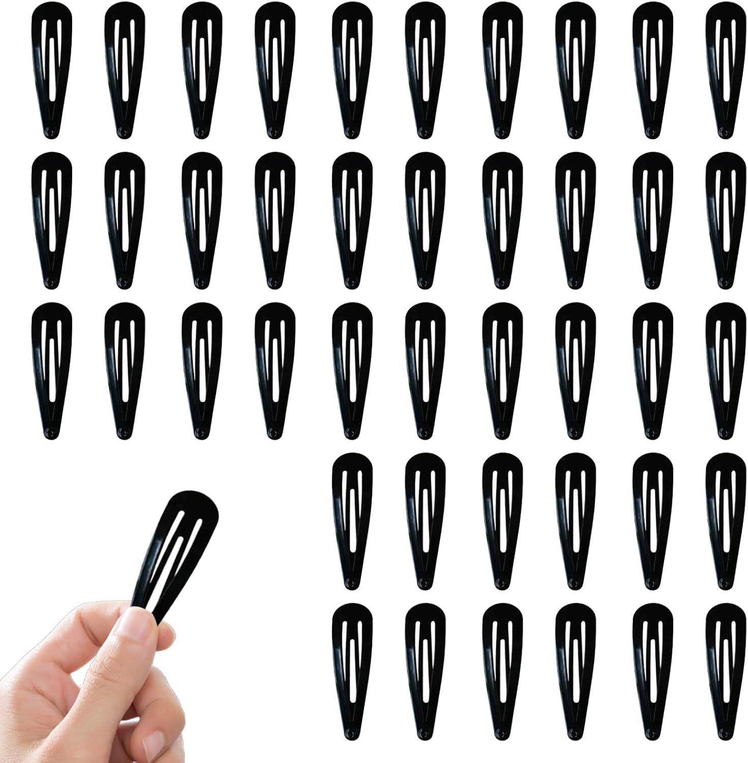 JANGJANG 50 Pcs Snap Hair Clips for Women, Durable Black Barrettes Metal Hair Clips Accessories, Perfect for Everyday Use, Hair Styling, and Fashionable Looks image number 1