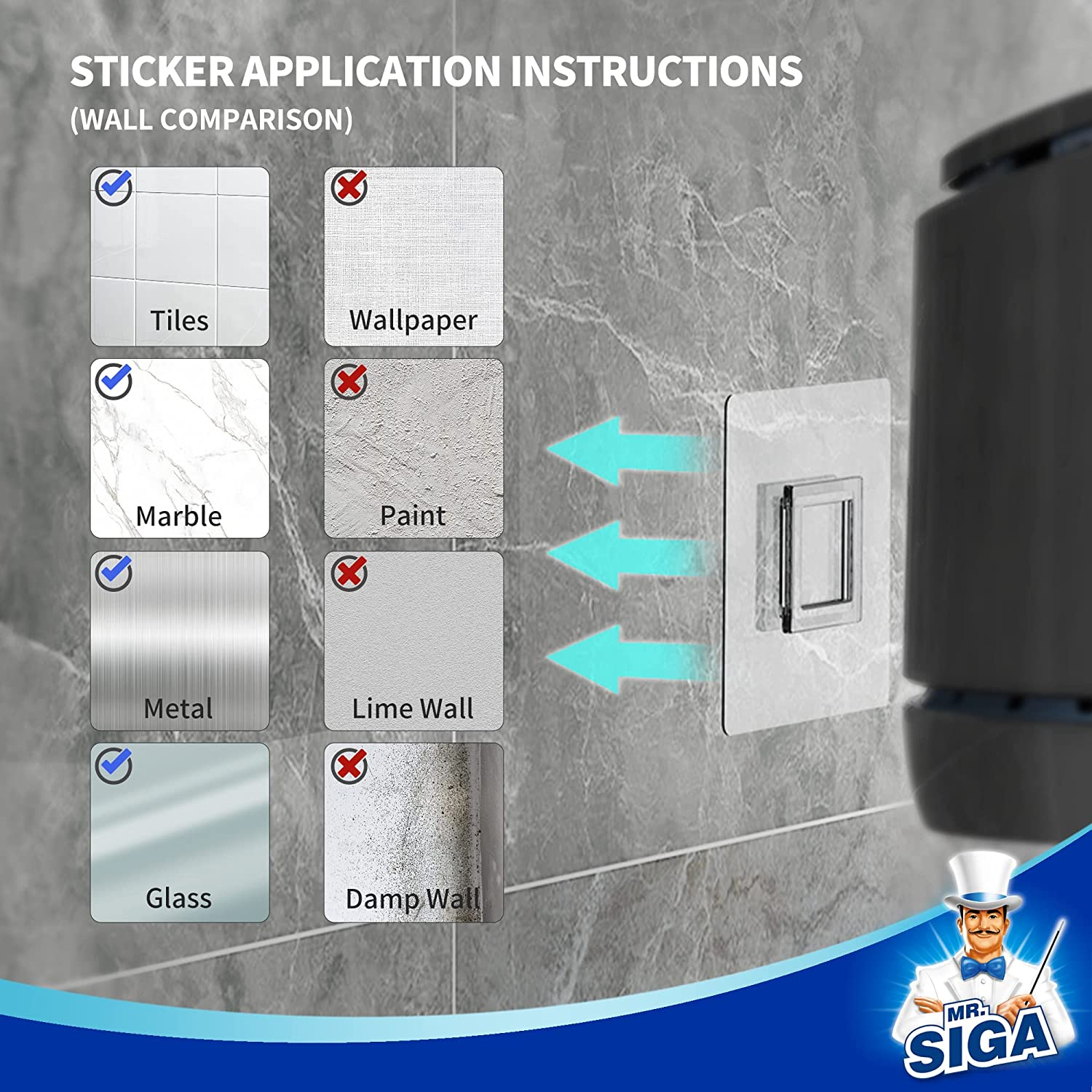 MR.SIGA Toilet Bowl Brush and Holder, Durable and Flexible Bristles, Wall Mounted Toilet Brush for Bathroom Cleaning, Black, 1 Pack image number 5