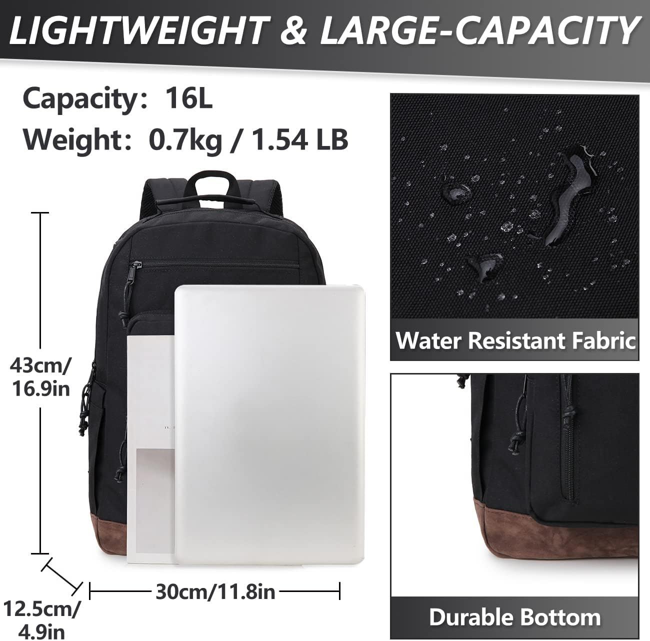 VX VONXURY Backpack for Men Women,Lightweight Bookbag with Mulitiple Pockets,Classical Water Resistant Travel Backpack image number 5