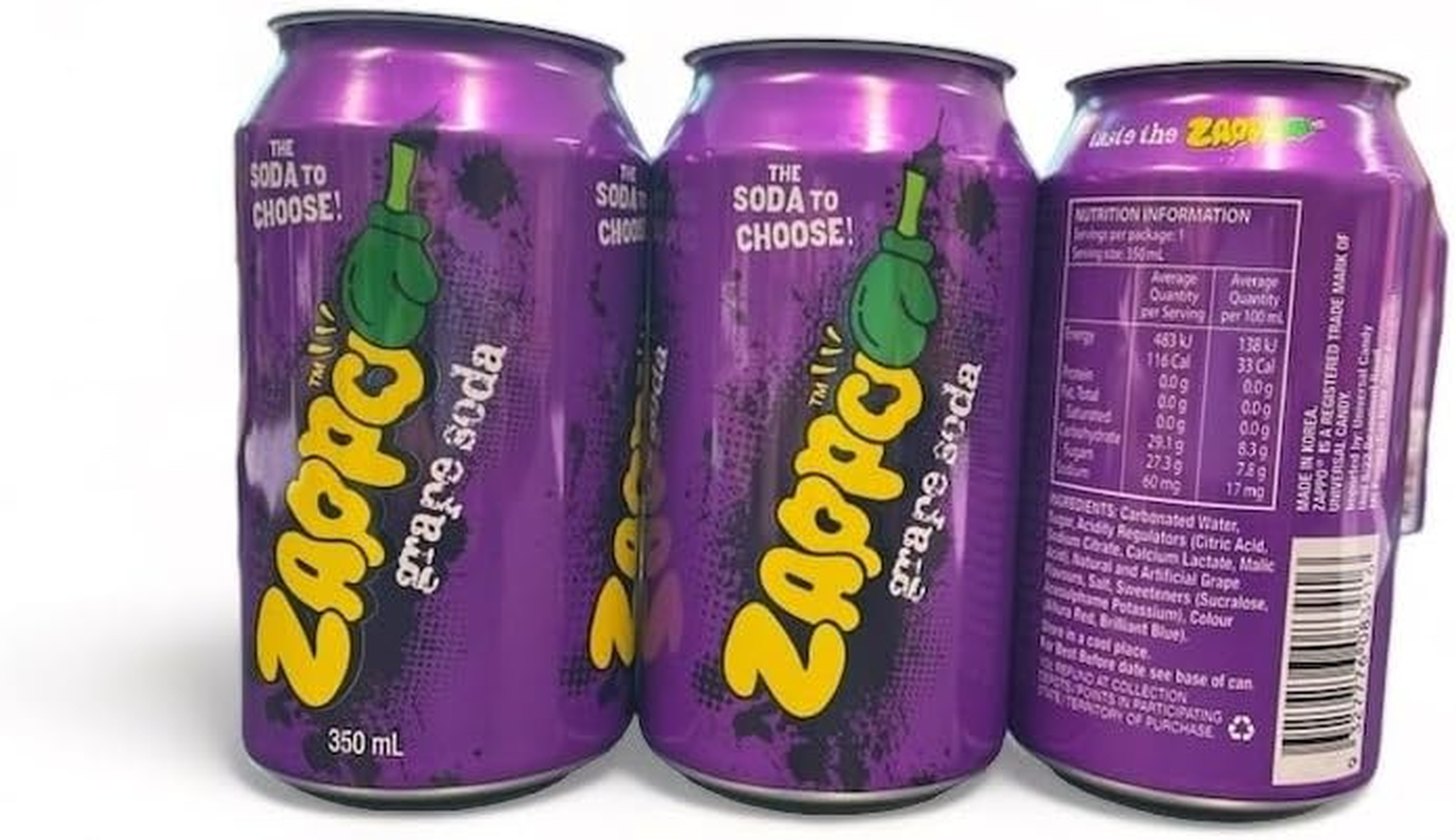 ZAPPO Grape Flavoured Soda - 350Ml (Bulk Pack of 12 Cans) image number 5