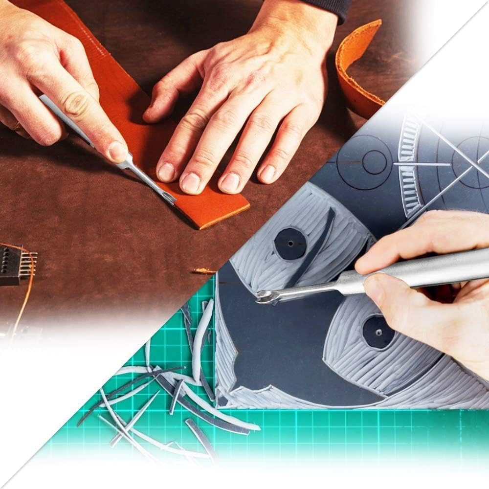 8Pcs Leather Edge Bevelers,Leather Tools Edge Beveler Durable Leather Groover Tool Stainless Steel U-Shaped V-Shaped Groover Working Hand Leather Edge Skiving Leather Tools for Crafting image number 1