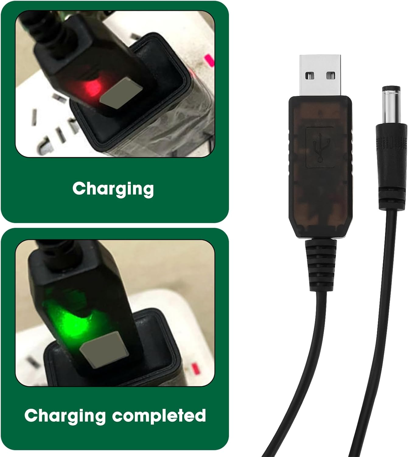 Be in Your Mind 3Pcs USB 5V to 12.6V Boost Charging Cable DC 5.5X2.1Mm Line Converter Power Charging Cable Compatible with Stoov 11.1V/12.6V Lithium Battery Pack 1M image number 4