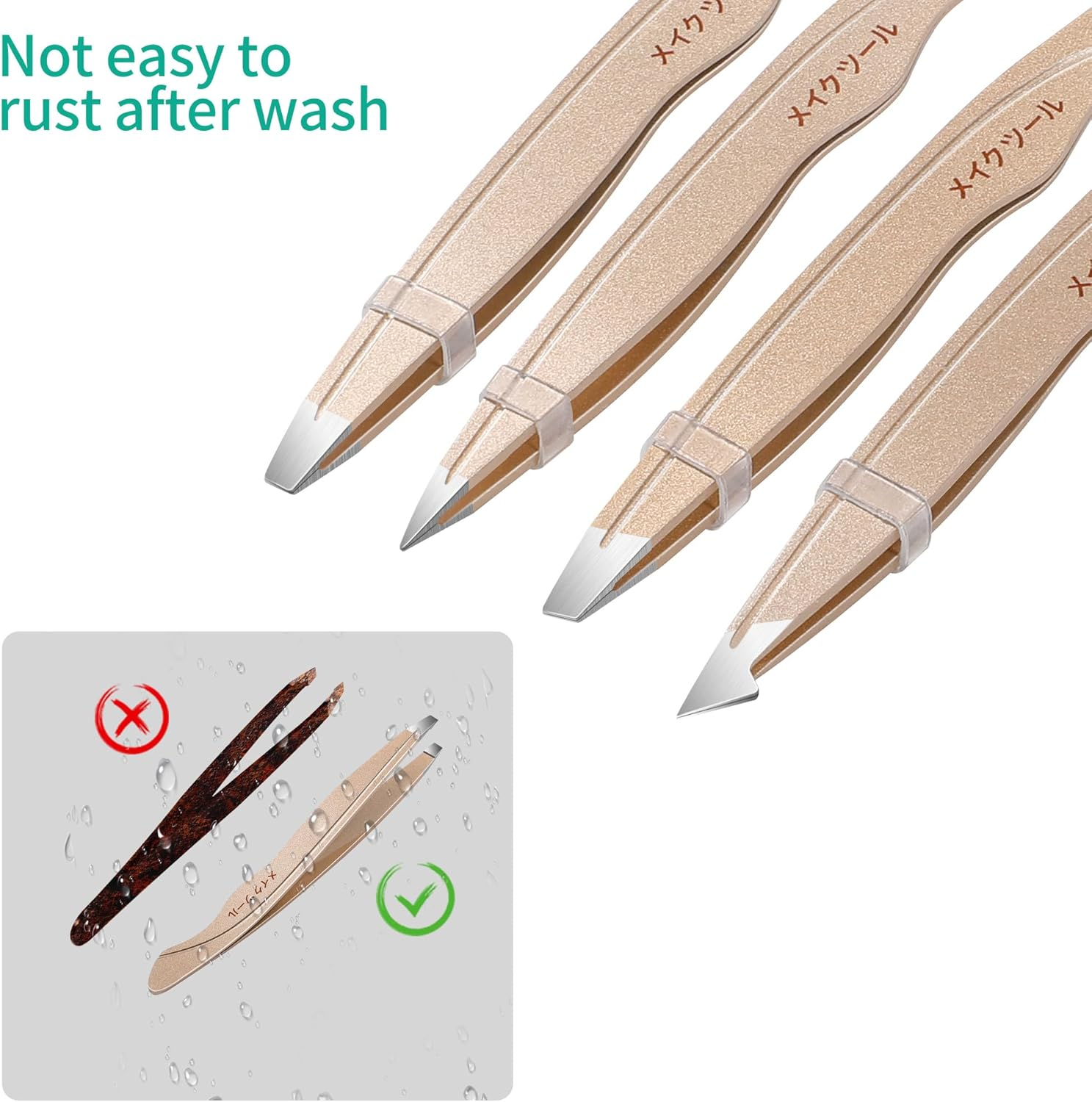 Tweezers Set for Women Facial Hair: 4Pcs Stainless Steel Eyebrow Tweezer Set with Travel Mirror Case, Suitable for Everyday Use in Car, Purse image number 4