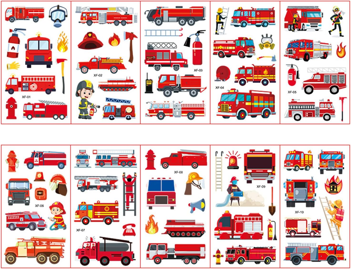 Shalve Cartoon Fire Engine Temporary Tattoos Waterproof Fake Tattoos Stickers Gift Idea Fillers Birthday Party Favour Supplies School Prizes Rewards Holiday D&eacute;cor Classroom Rewards image number 5