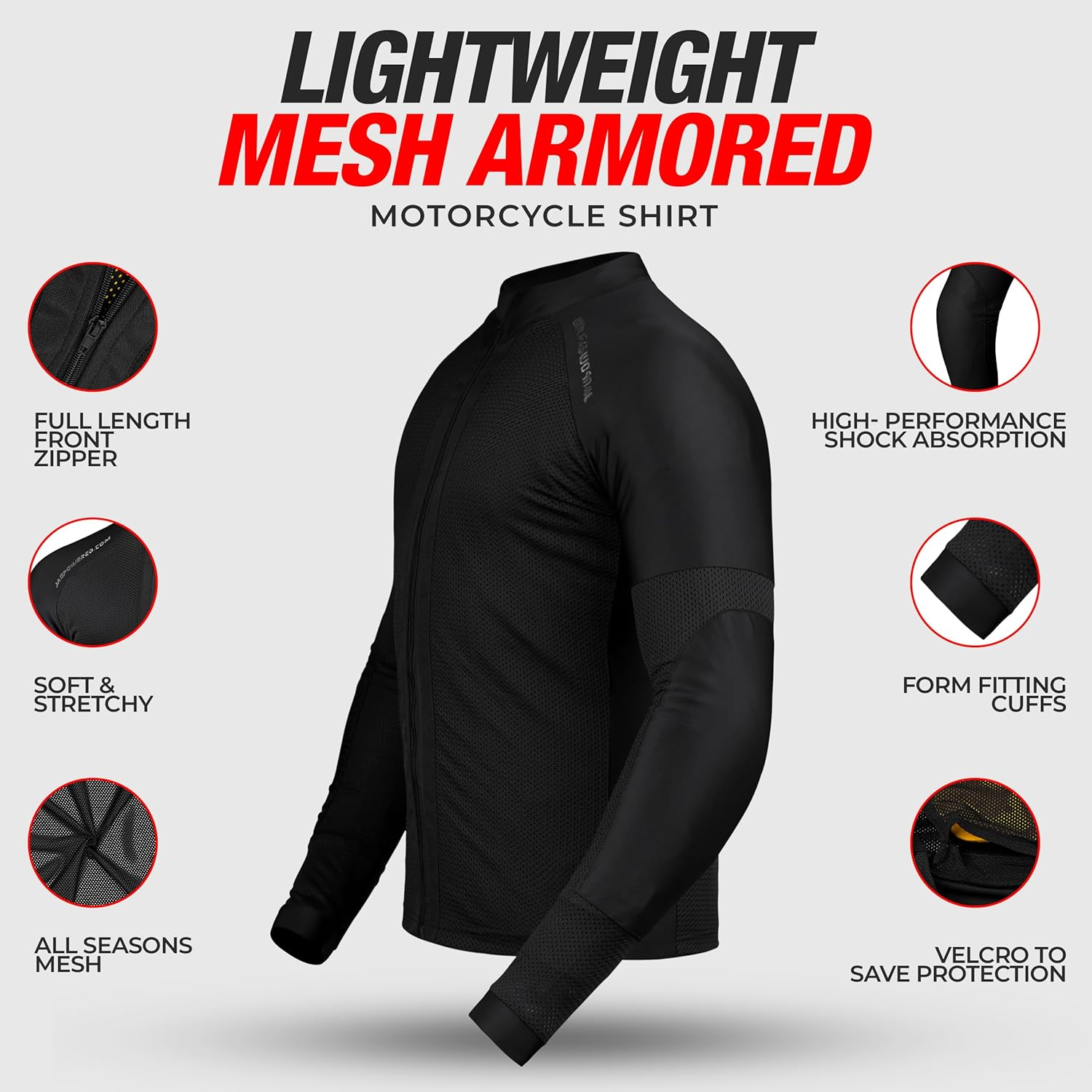 J.A.G. Mesh Motorcycle Shirt, All Season Lightweight Breathable Motorcycle Armor for Men with CE Approved Protective Pads image number 2