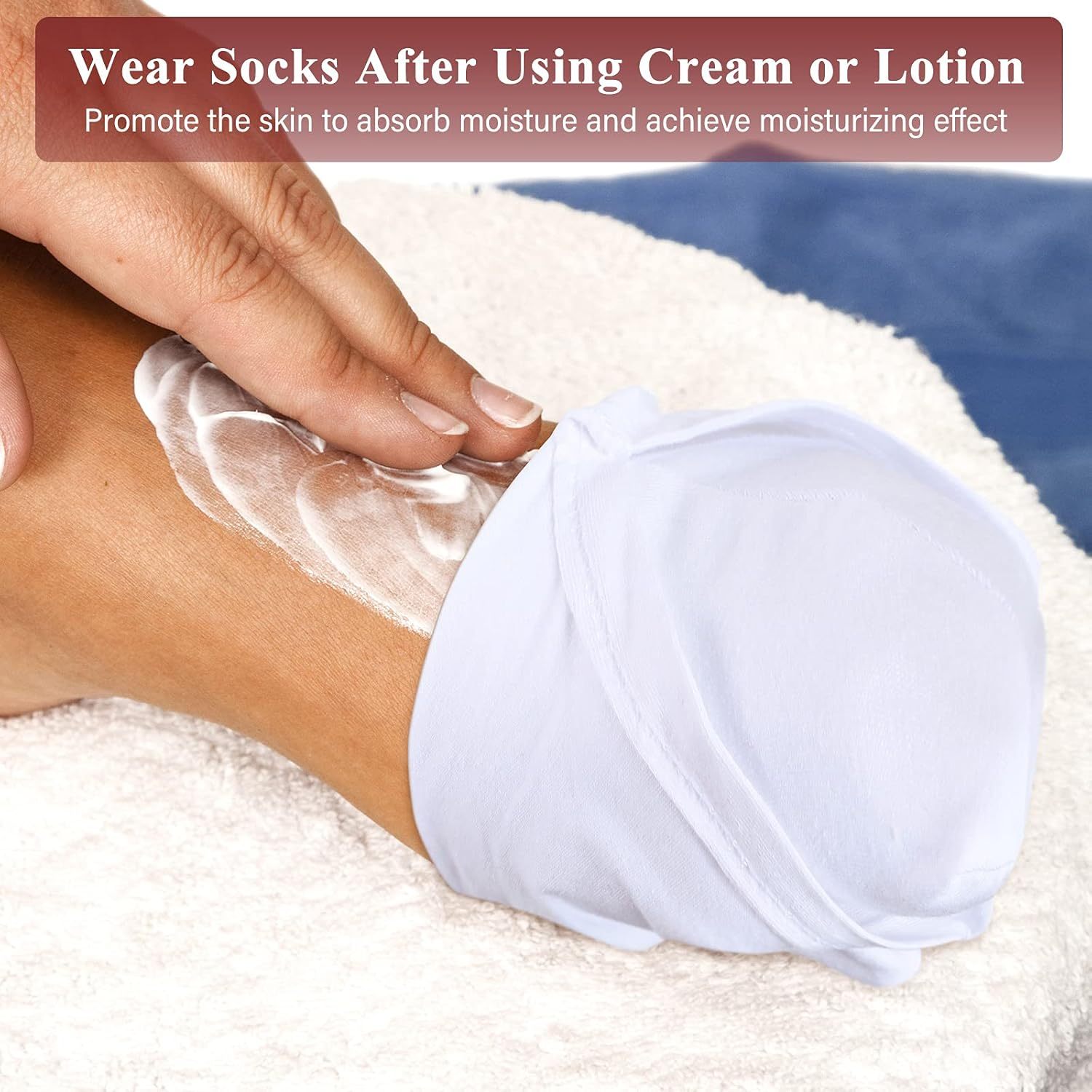 Geyoga 10 Pairs Moisturizing Socks Overnight for Dry Feet Spa Cotton Moisture Enhancing Cosmetic Socks for Women and Men, White image number 1