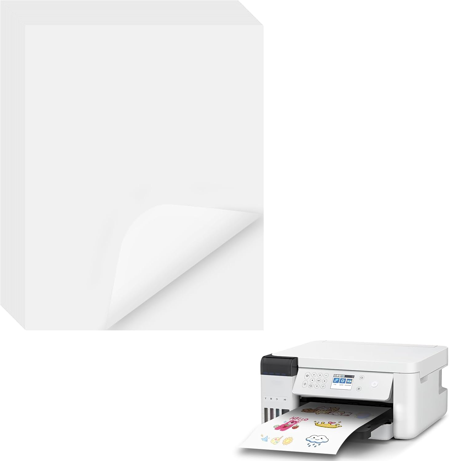 100 Sheets A4 Sticker Paper Labels, Glossy Sticker Paper Inkjet Vinyl Sticke Suitable for Laser Inkjet Printing of Product Labels, Paintings, Stickers, Photographs and All Kinds of Crafts. image number 4