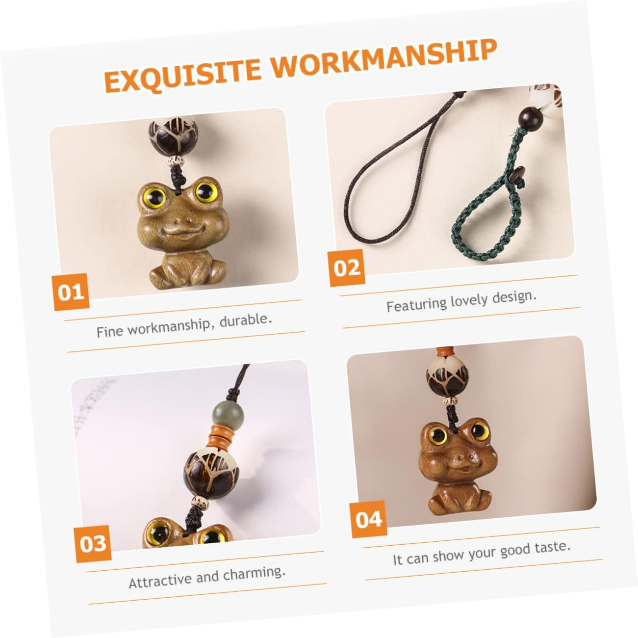 SHERCHPRY Key Chain Animal Bag Charm Womens Backpack Purse Car Keychain for Women Wood Keyring Key Ring Pendant Bag Pendant Womens Wallets Cartoon Key Ring Miss Wooden Bags Sandalwood image number 3