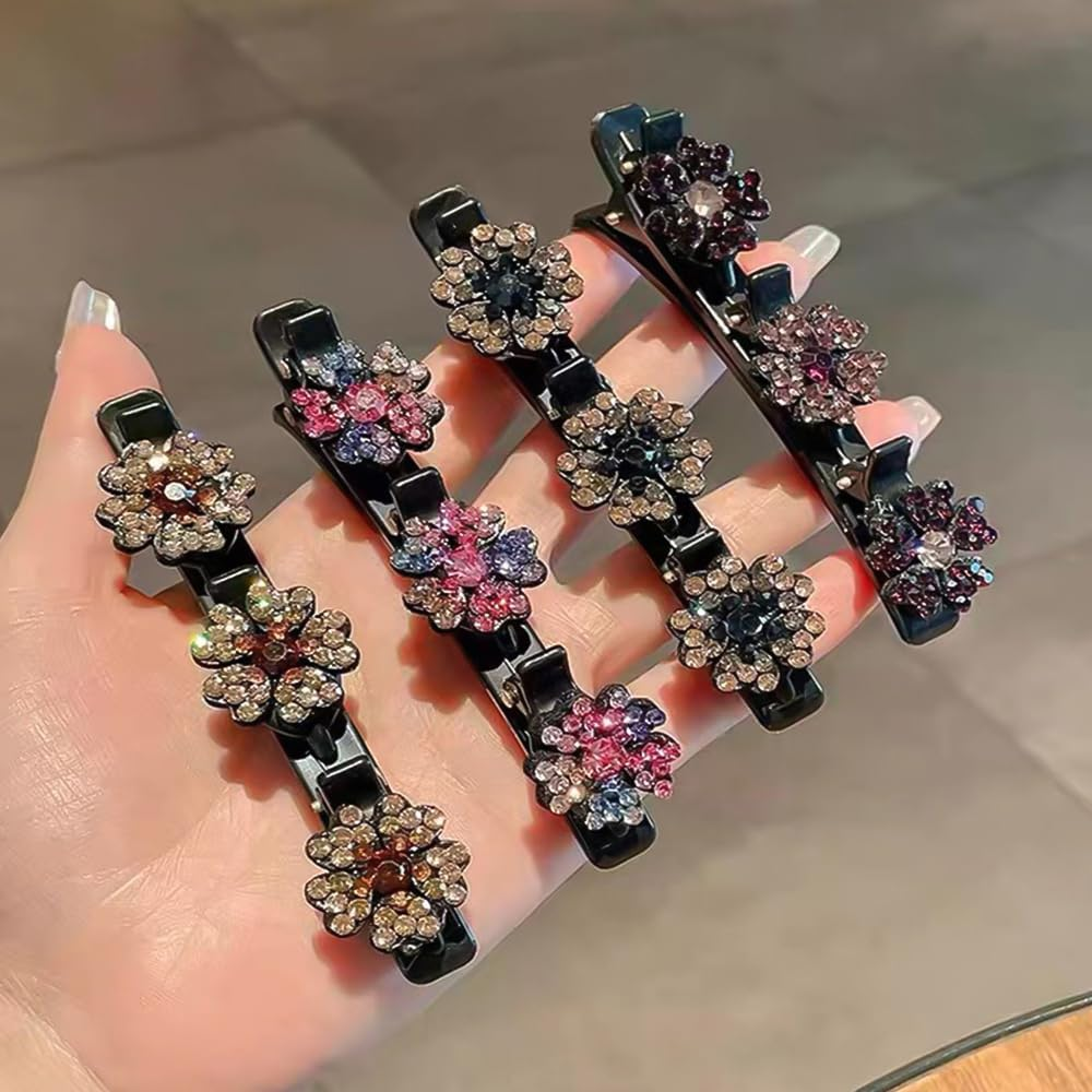 XFSRG Pack of 4 Flower Hair Clips Women'S Acrylic Hair Accessories Sparkling Hair Clips for Elegant Hairstyles and Stylish Occasions (Multi-Colour) image number 5