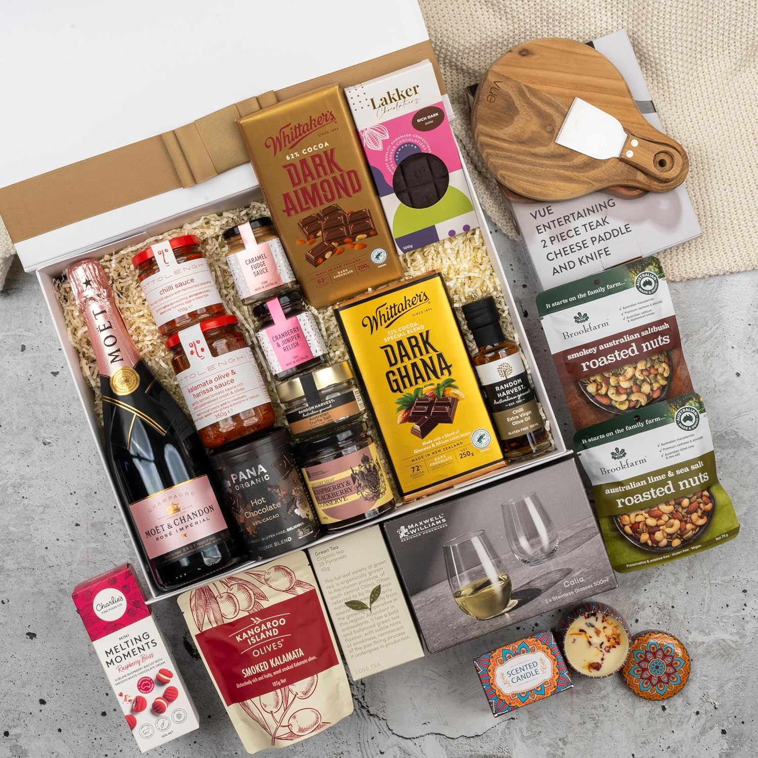 Luxury Gourmet Gift Hamper, Perfect Birthday or Thank You Gift, Featuring Champagne, Fine Chocolates, Gourmet Sauces, and Scented Candle image number 5