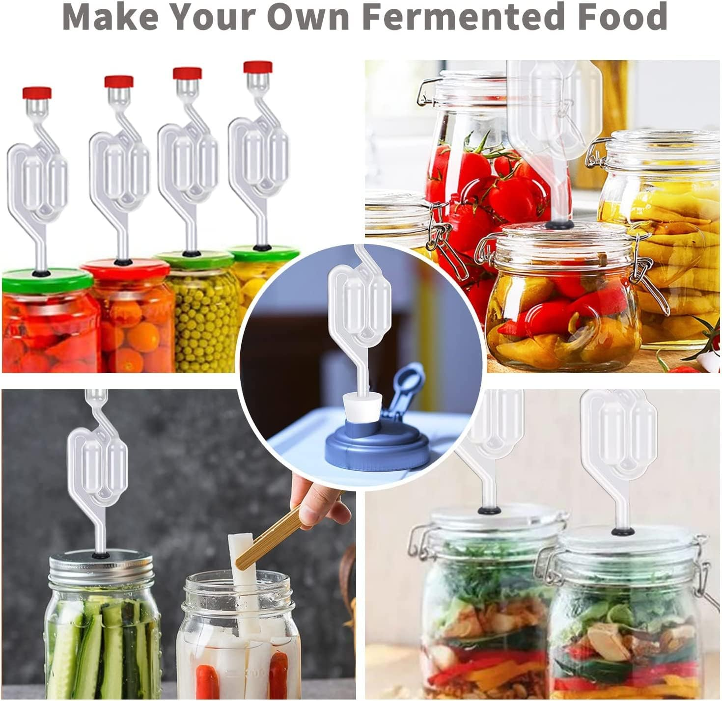 4PACK Twin Bubble Airlock Set, Fermentation Airlock,Brewing Airlocks Brew Kits Airlocks for Fermenting with 4 Stoppers + 10 Grommets image number 5