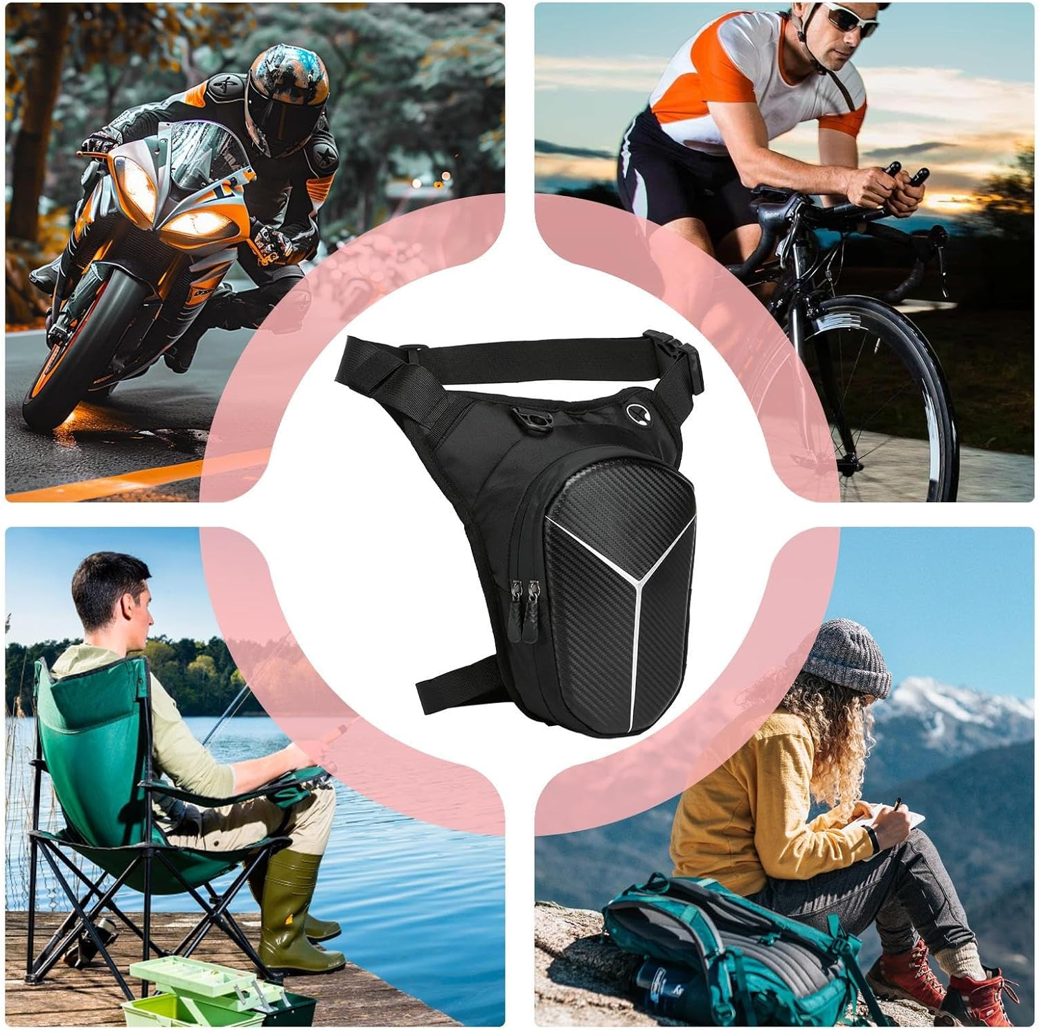Thigh Bag Motorcycle - Leg Mounted Motorcycle Pouch,Adjustable Waterproof Quick Release Multi Purpose High Capacity Pouch for Riding Adventure Commuting Touring Camping image number 3