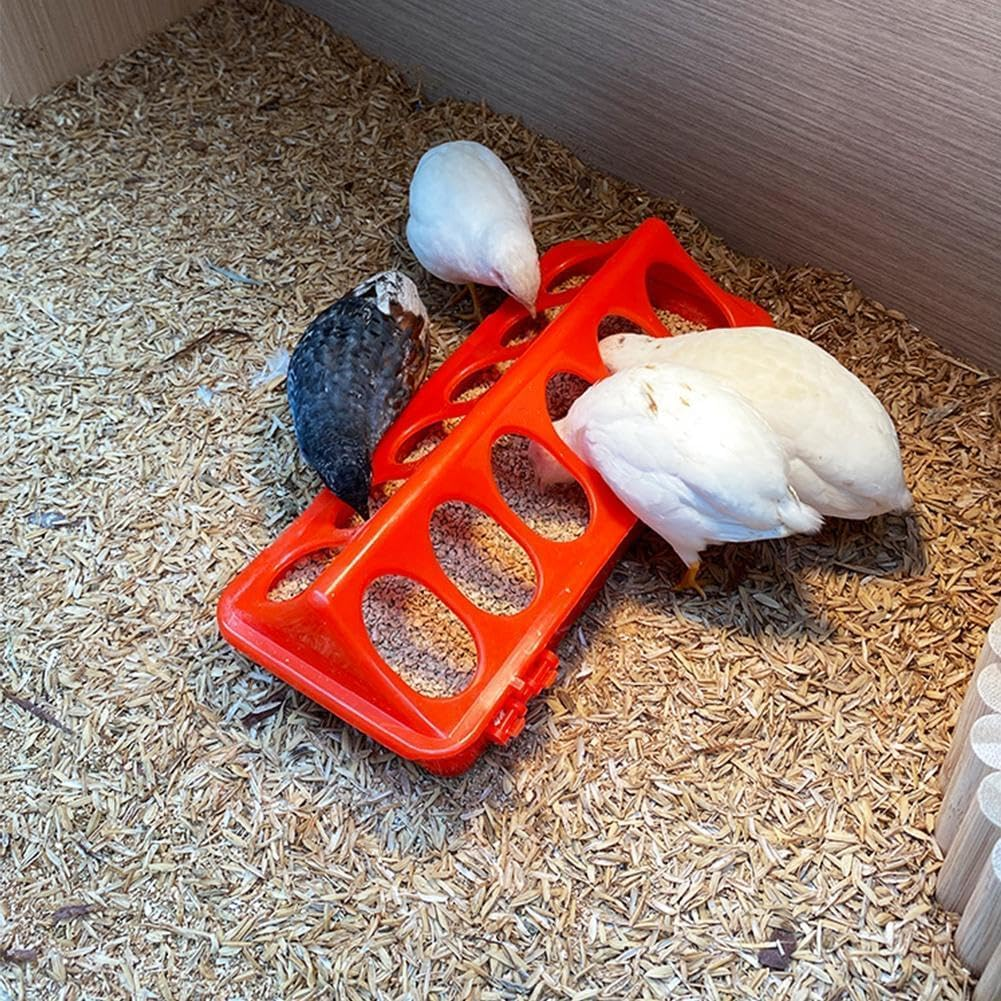 Plastic Flip-Top Poultry Feeders, 2Pcs Chicken Feeders Trough Flip-Top, Flip Top Chick Feeder Trough,Plastic Flip Top Bird Small Poultry Feeder image number 3