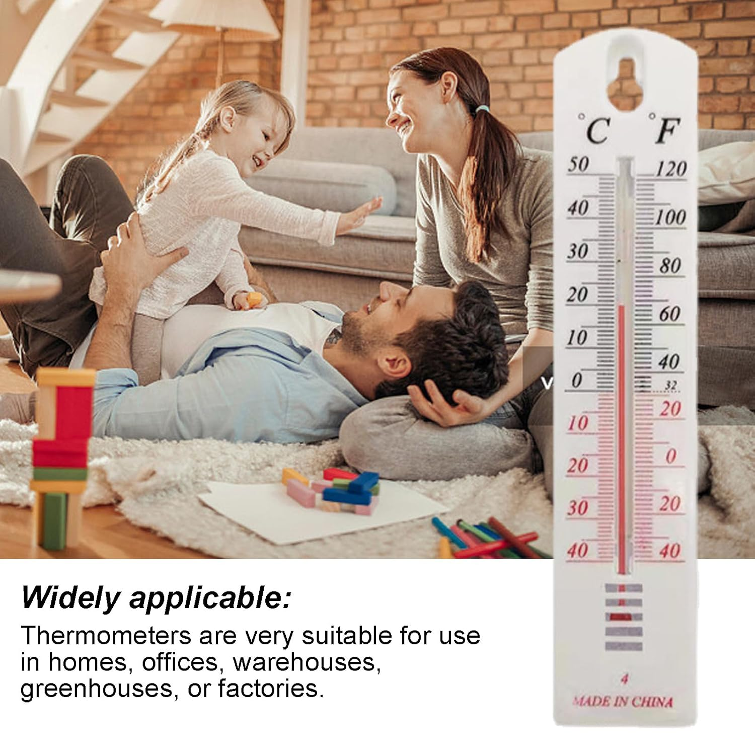 Temperature Monitor | Wall Indoor Temperature Gauge - Garden Wall Weather Gauge for Greenhouses, Offices, Warehouses image number 6