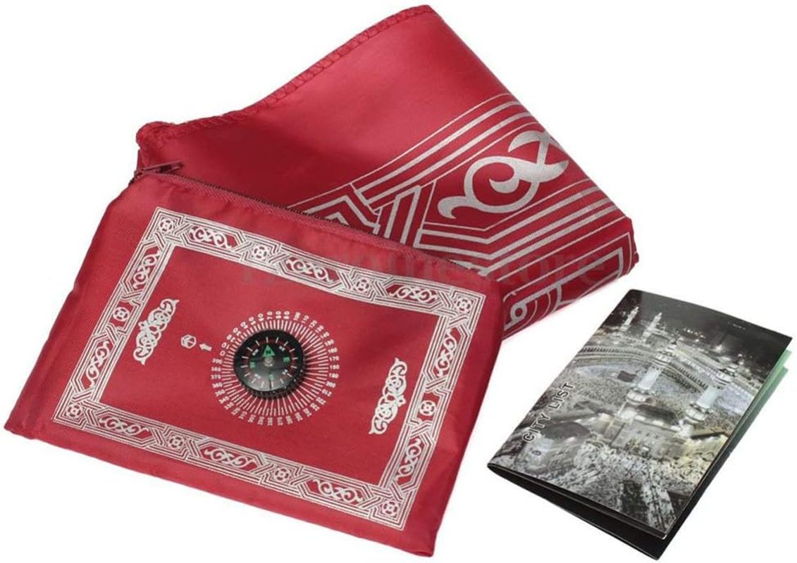 EXCEART 2PCS Praying Rug Travel Prayer Mat Compass Pocket Sized Carry Islamic Prayer Rug Muslim Prayer Mat Janamaz Sajadah Muslim Turkish Sajda Pad Random Color