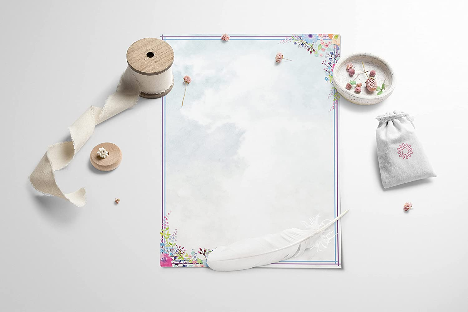 Better Office Products Stationery Paper, 100 Sheets, Floral Letter Writing Stationery, Letter Size 8.5 X 11 Inch, 6 Unique Double Sided Designs, 100 Pack image number 3