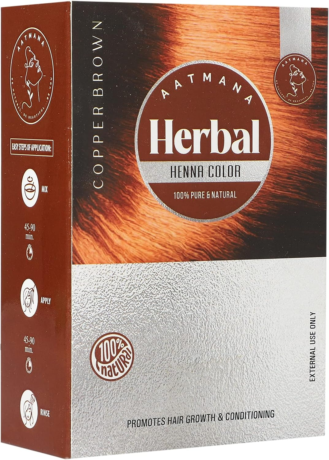 AATMANA Herbal Black Henna Hair Color with Goodness of 9 Herbs | Black Henna Mehndi for Hair, Make Hair Soft & Shiner Natural Hair Color for Men & Women 100G
