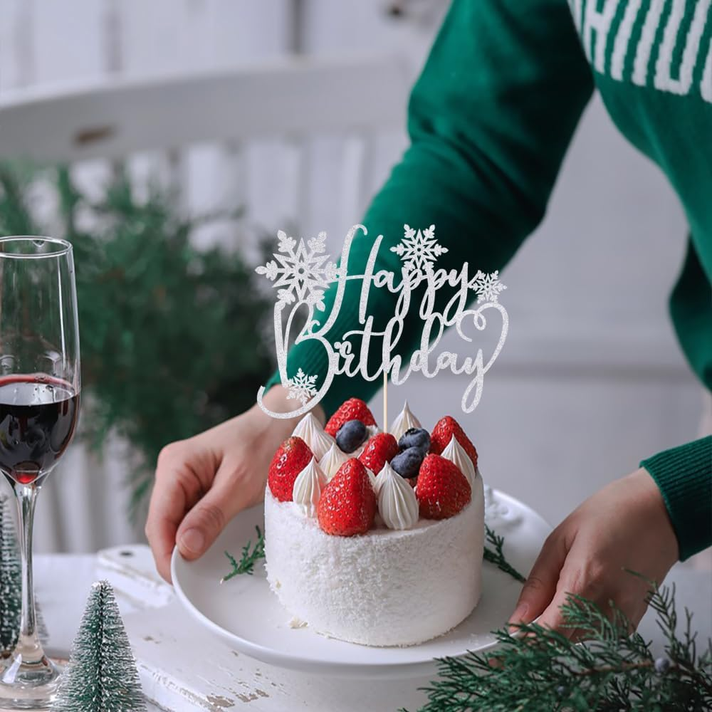 Merry Christmas Cake Topper,Glitter Xmas Holiday Cake Decorations,For Winter Christmas Santa Happy New Year Party Supply (Merry Christmas 5) - Merry Christmas 5 image number 4