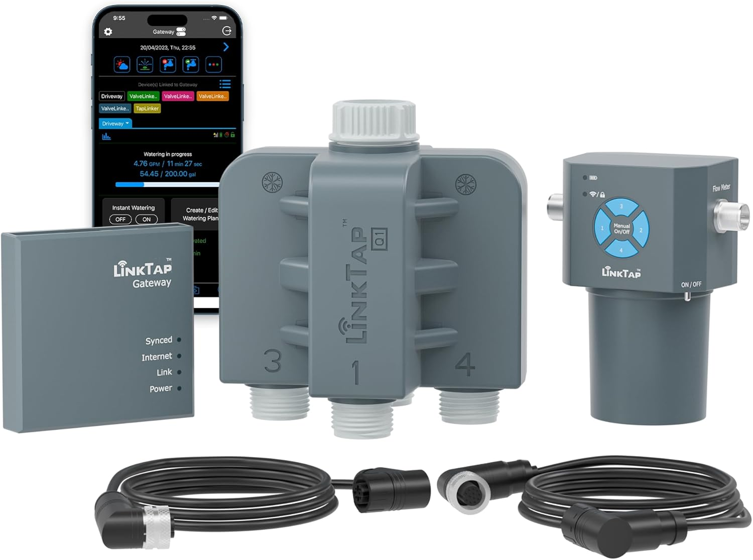 Linktap Q1 4-Zone Wireless Water Timer & Gateway, 4 Separate Ports, 4 Built-In Flow Meters, Equals Four G2S Smart Hose Timers, Easy Install & Use image number 5