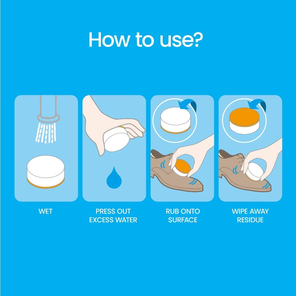 White Magic Eco Eraser Dual Sided Shoe Cleaner &ndash; Instant Scuff Mark Remover, Restores Leather, Rubber & PVC Shoes, 10-Pack, Easy Water-Activated Sponge, Reusable for Flawless Sneaker Care image number 2