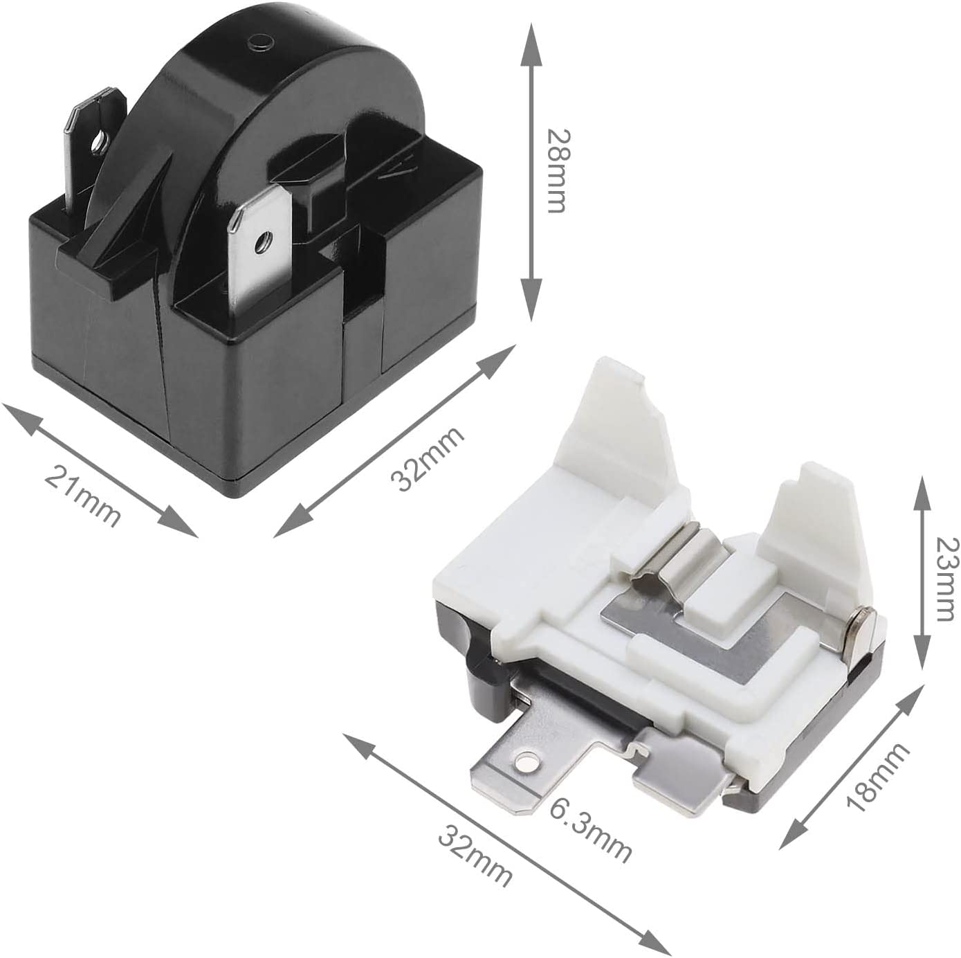 SING F LTD 2X 15 Ohm Refrigerator Start Relay 2 Pin PTC Freezer Compressor Resistor for Mini Fridges Compact Fridges Freezers Wine Fridges with 1/6HP 125W Thermal Overload Protector image number 2