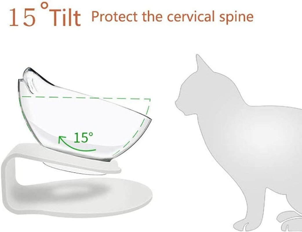 Double Elevated Cat Bowls with Raised Stand, 15 Tilted Cat Bowl Design Neck Guard Stand Raised Pet Food Water Feeder Bowl for Cats or Small Dogs image number 3