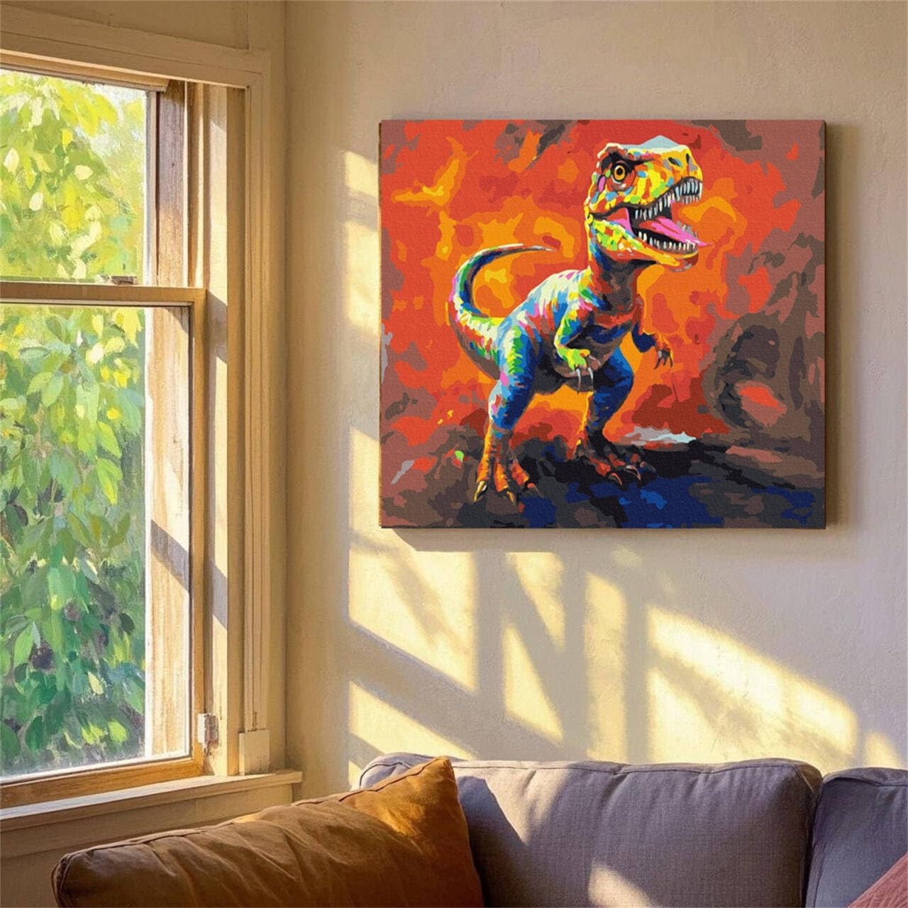 Paint by Numbers for Adults, Paint by Numbers Kits Canvas for Adults Chidlren, Painting by Number for Kids Adult Craft Kits for Home Decor Fighting Dinosaurs 40X50Cm image number 4