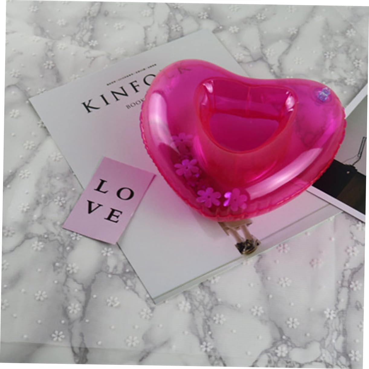 ERINGOGO Inflatable Cup Holder Inflatable Drink Holder Heart Floatie Heart Floating Cup Holder Pool Holder Fire Engine Keyring Pool Toy Cup Holder Inflatable Coasters Love Drinks image number 1