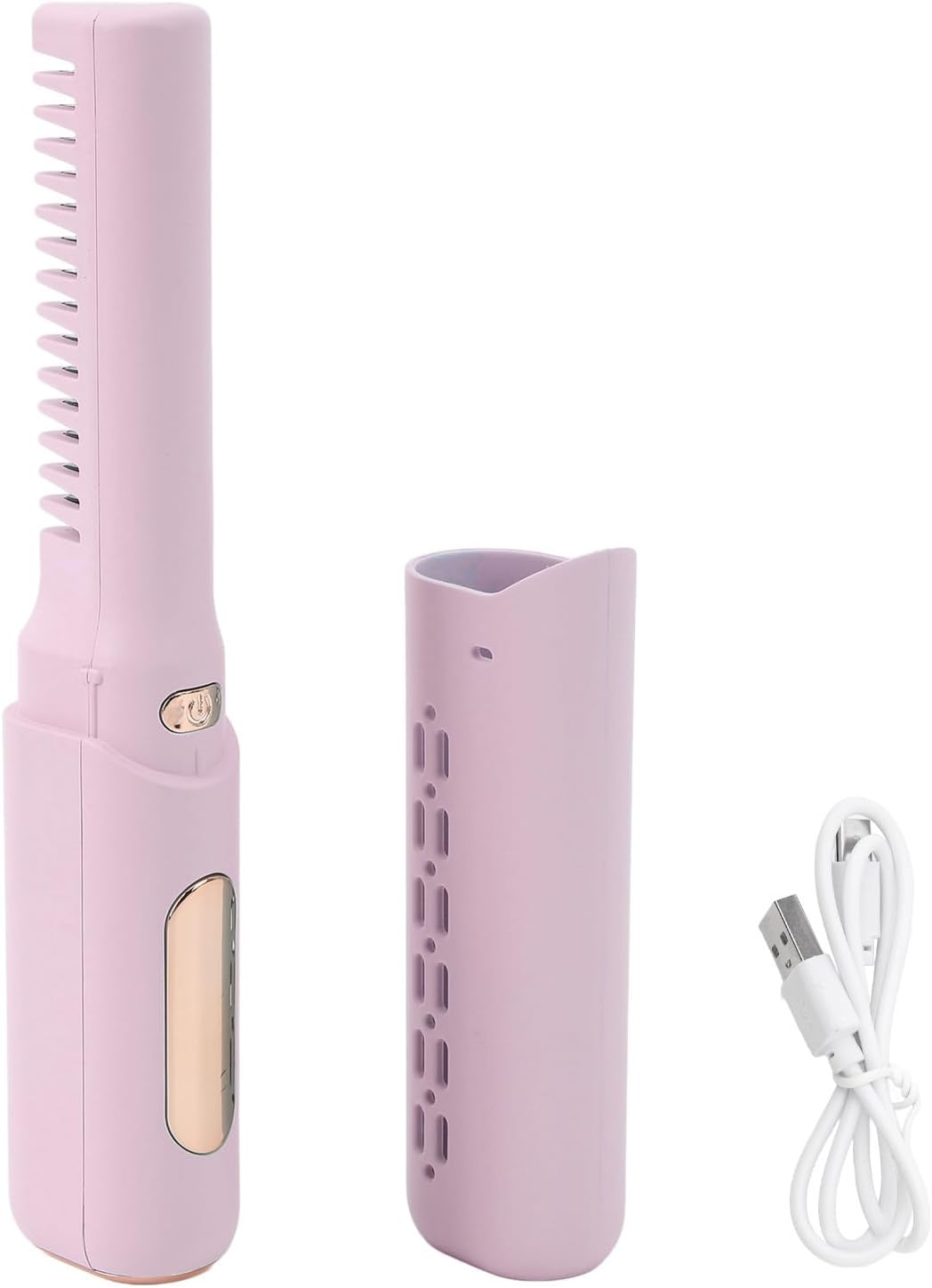 Portable Straightening Brush, Cordless Hair Straightener 2000Mah for Travel (Purple) image number 5