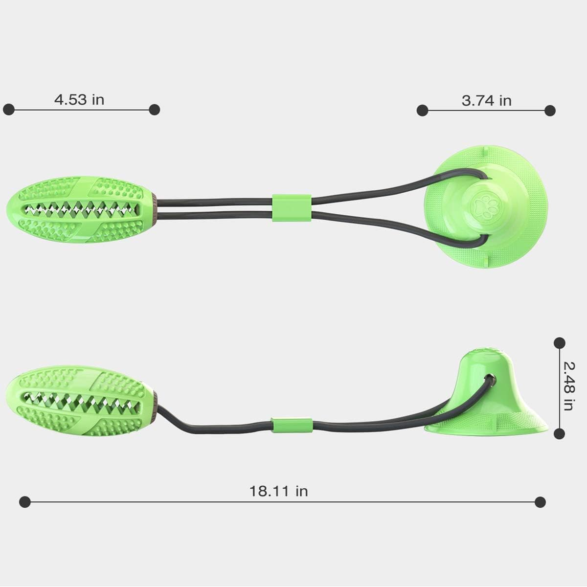 Dog Chew Suction Cup Tug of War Toy Multifunction Interactive Pet Aggressive Chewers Rope Puzzle Toothbrush Molar Bite Squeaky Toys Ball with Teeth Cleaning and Food Dispensing Features (Green) image number 2