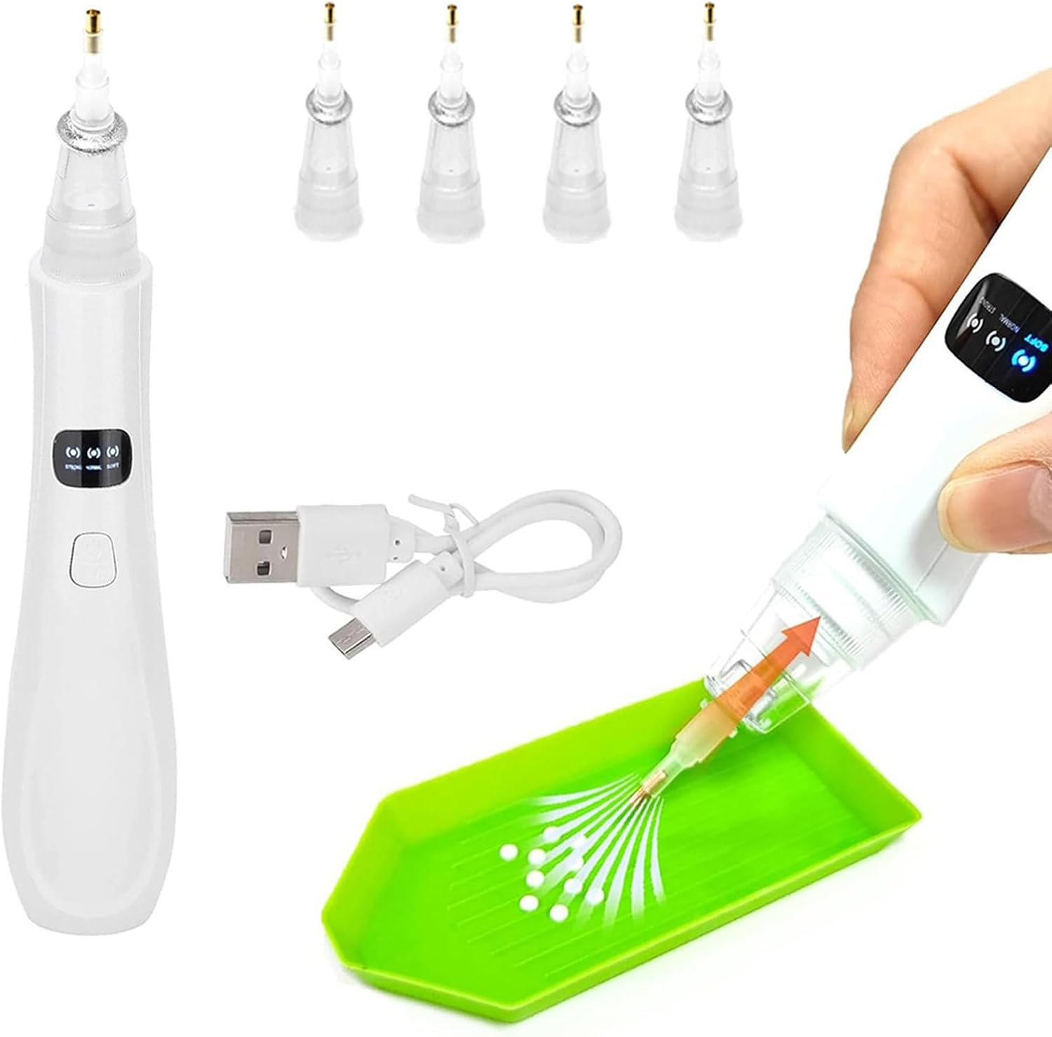 Rhinestone Pen - Gem Jewely Pickup Tool,Electric Applicator Picker 3 Adjustable Suction Mode Replacement Tip for Craft Decoration Manicure Creation image number 2