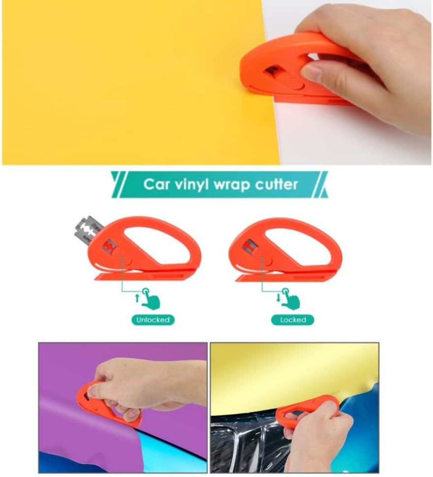 Vehicle Vinyl Wrap Window Tint Film Tool Kit Include Felt Squeegee,Felt,Utility Knife and Blades Vinyl Cutter and Go Corner Squeegee for Car Wrapping. (Set of 8) image number 4