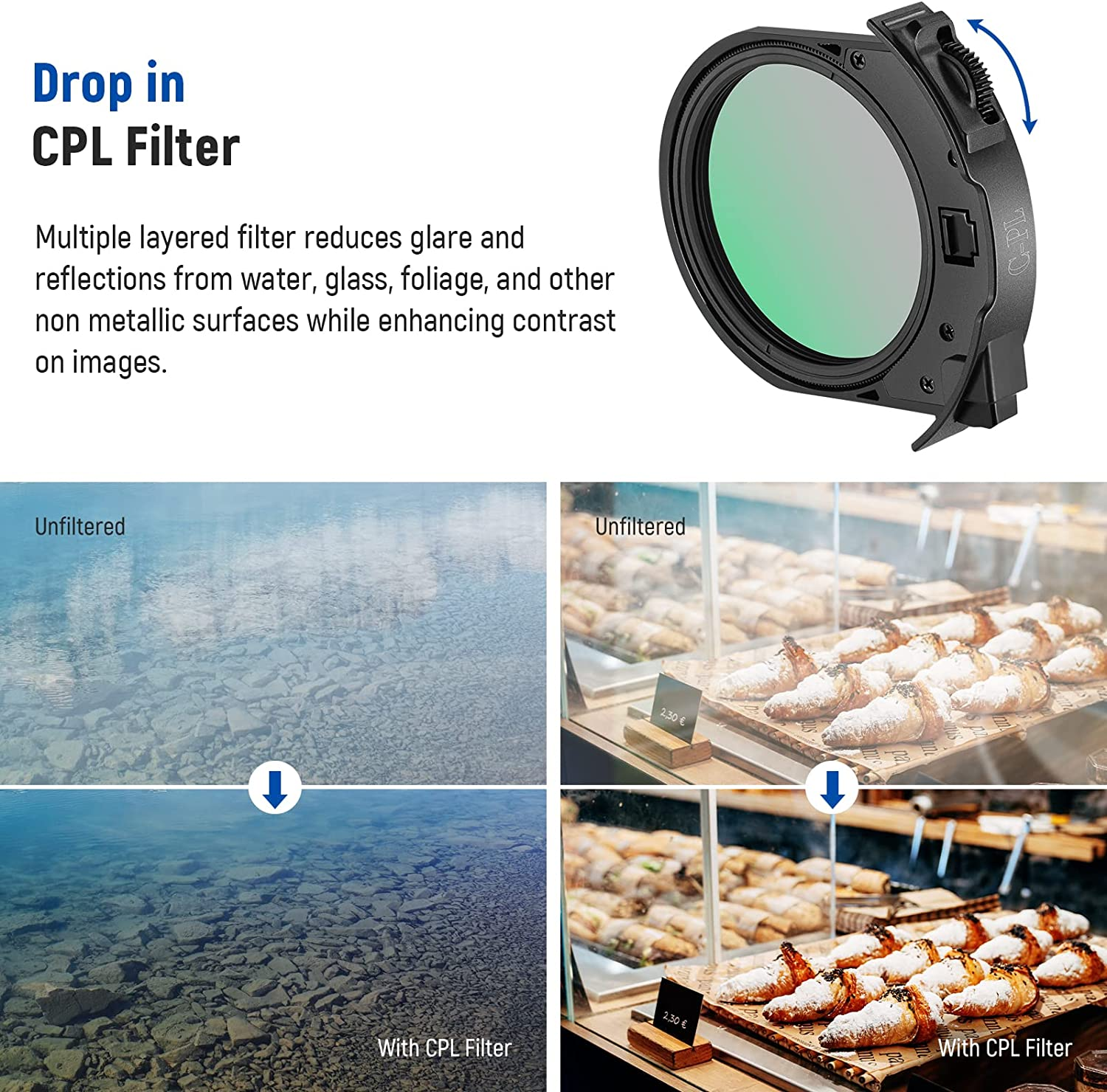 NEEWER EF to EOS R Mount Adapter with Drop in CPL Filter, Autofocus Lens Converter Ring Compatible with Canon EF/EF-S Lens to EOS R EOS Ra EOS RP EOS R5 EOS R6 EOS R3 EOS C70 R5C R7 R10 R8 R50 Etc image number 5