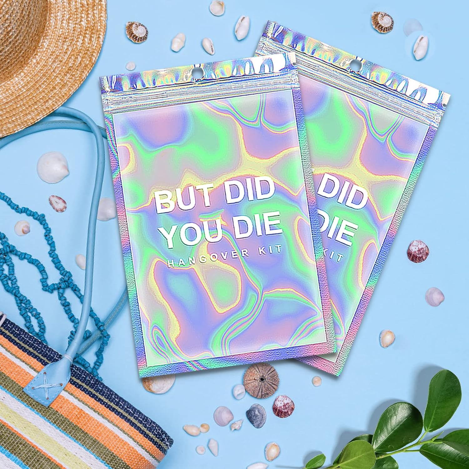 Hangover Kit Bags DID You DIE Holographic Hang over Recovery Bags Bachelorette Party Supplies Gift Bags for Bach Party Favors 5X7/ Pack of 20 (DID You DIE) Clear image number 5