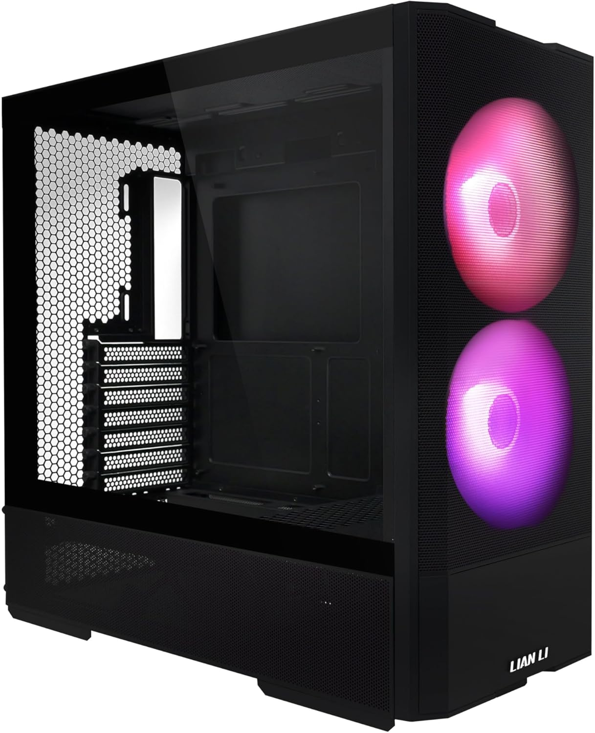LIAN LI LANCOOL 207 Compact ATX RGB Gaming Computer Case, Airflow Optimized Mesh Panels Tower Chassis W/ 2X140Mm Argb,2X120Mm PWM Fans Pre-Installed, USB Type-C Port, Tempered Glass Side Panel (Black) image number 2
