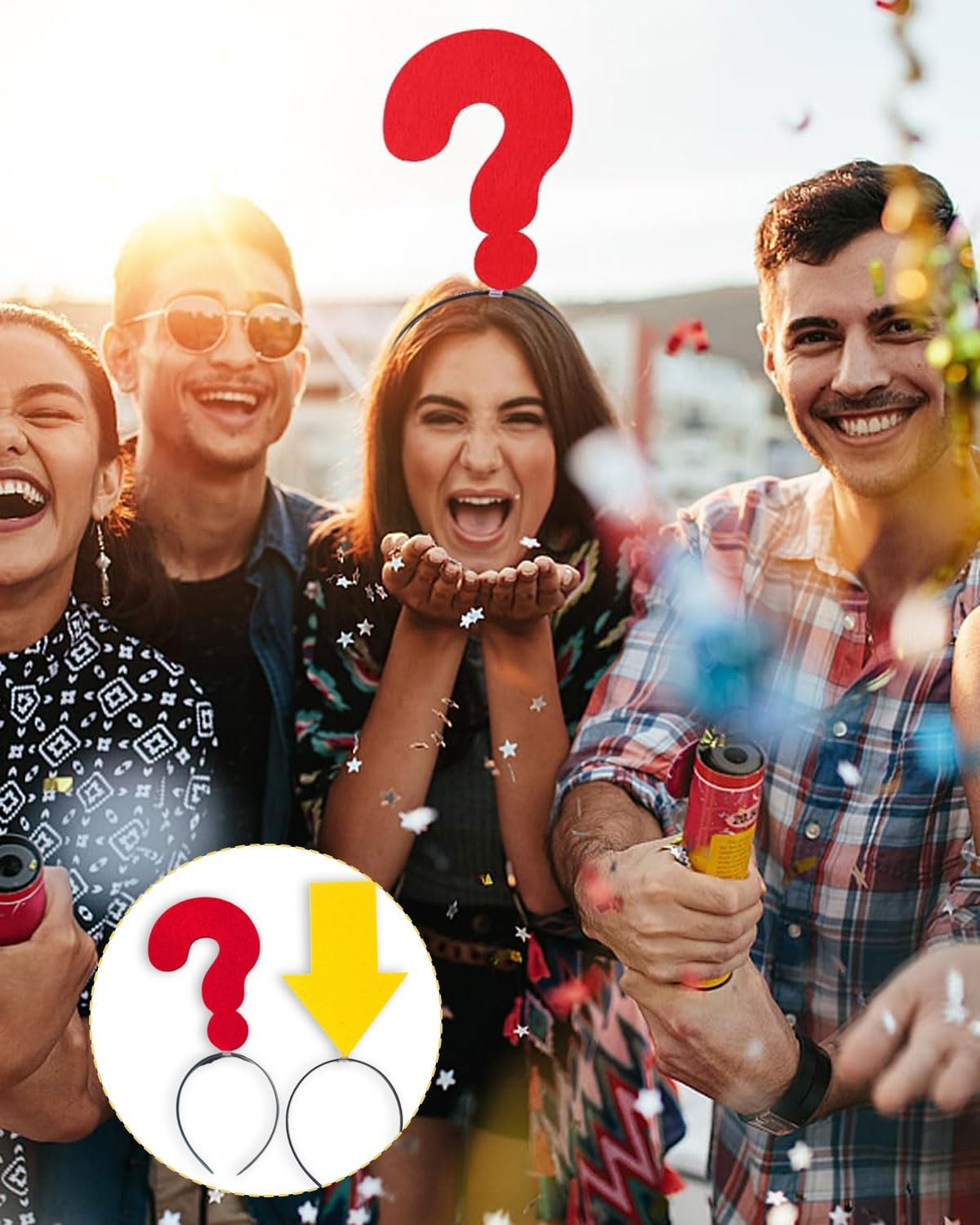 KGDUYC Set of 4 Headbands, Arrow, Headband, Christmas Decoration, Fabric, Christmas, Miss Aerial Head, Christmas Headband, Christmas Headband, Question Mark, Exclamation Mark, Arrow Hairpin image number 3