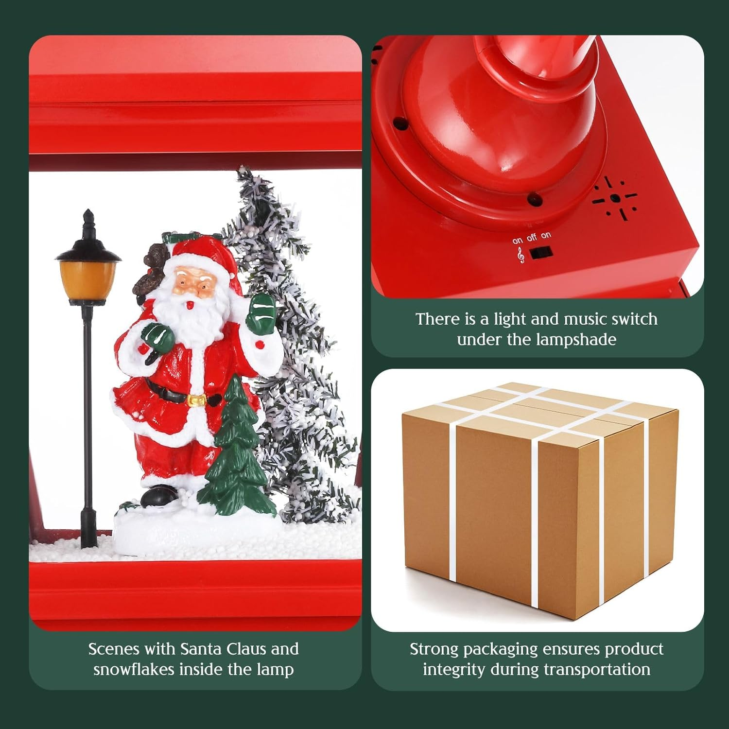 Christmas Led Street Light Snowing Post Xmas Decoration Ornaments Lantern Music Table Lamp Indoor Outdoor Path Garden Main Gate Pole Pillar image number 6