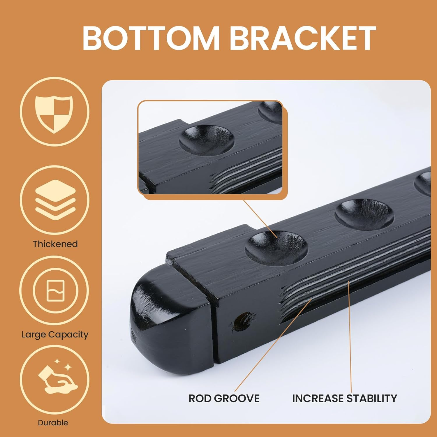 Pool Stick Holder for Pool Cue Storage, Wooden Pool Cue Rack Wall Mount Organizer,Solid Wood Cue Rack with 8 Holes image number 3