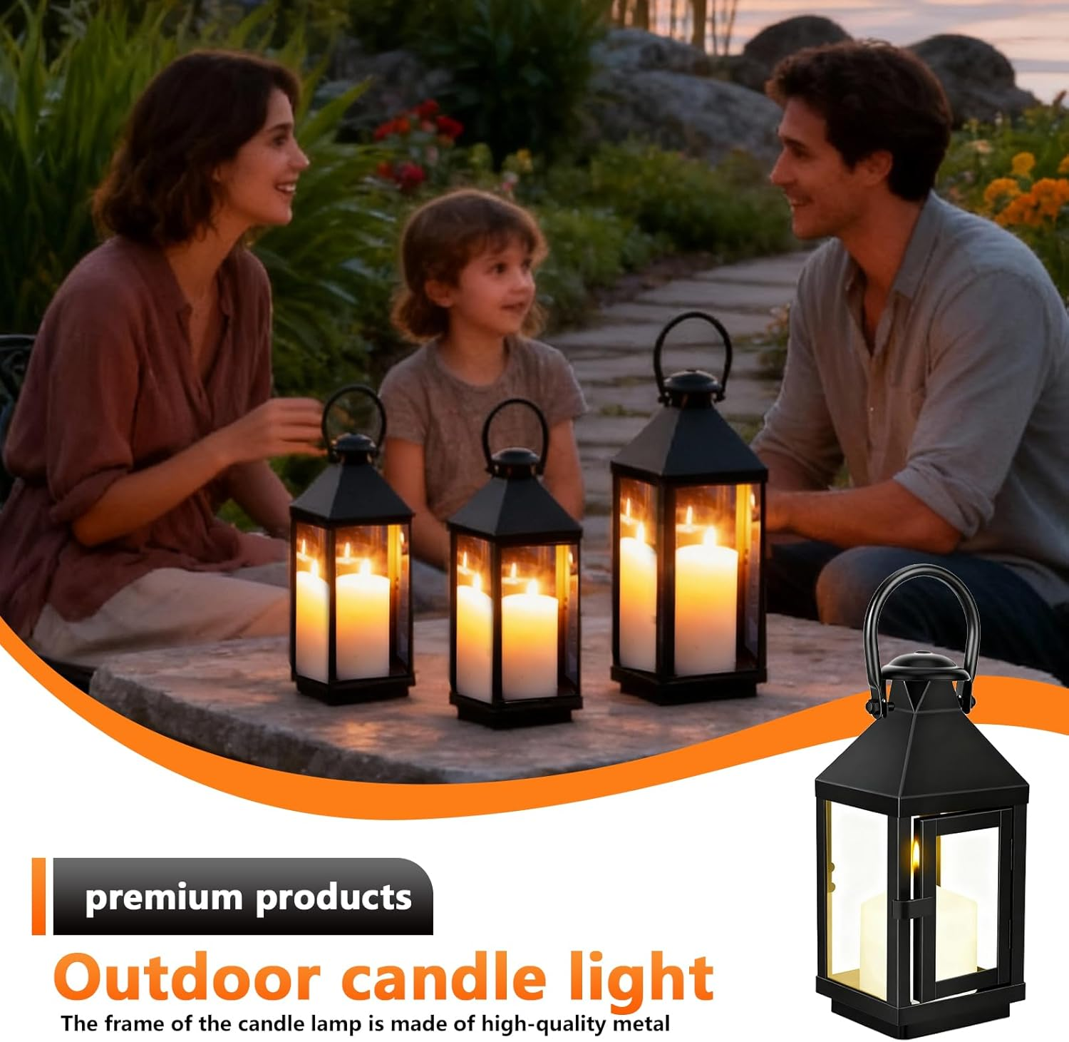 Lantern Black Metal 22 Cm, Weatherproof Candle Lantern for Outdoors, Garden and Cemetery, Outdoor Lantern, Garden Lantern, Metal Candle Holder, Lantern, Retro Decoration for Balcony, Christmas, Table image number 4