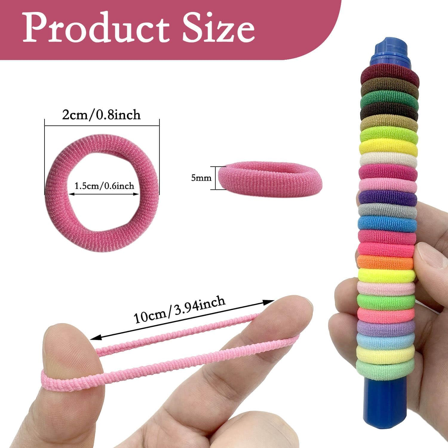 288 Pcs Baby Hair Ties,Seamless Cotton Hair Ties No Damage, Multicolor Small Hair Bands for Little Girls and Kids, Soft Hair Elastic Ponytail Holders, Toddler Hair Accessories (24 Colors) - Dark Color image number 6