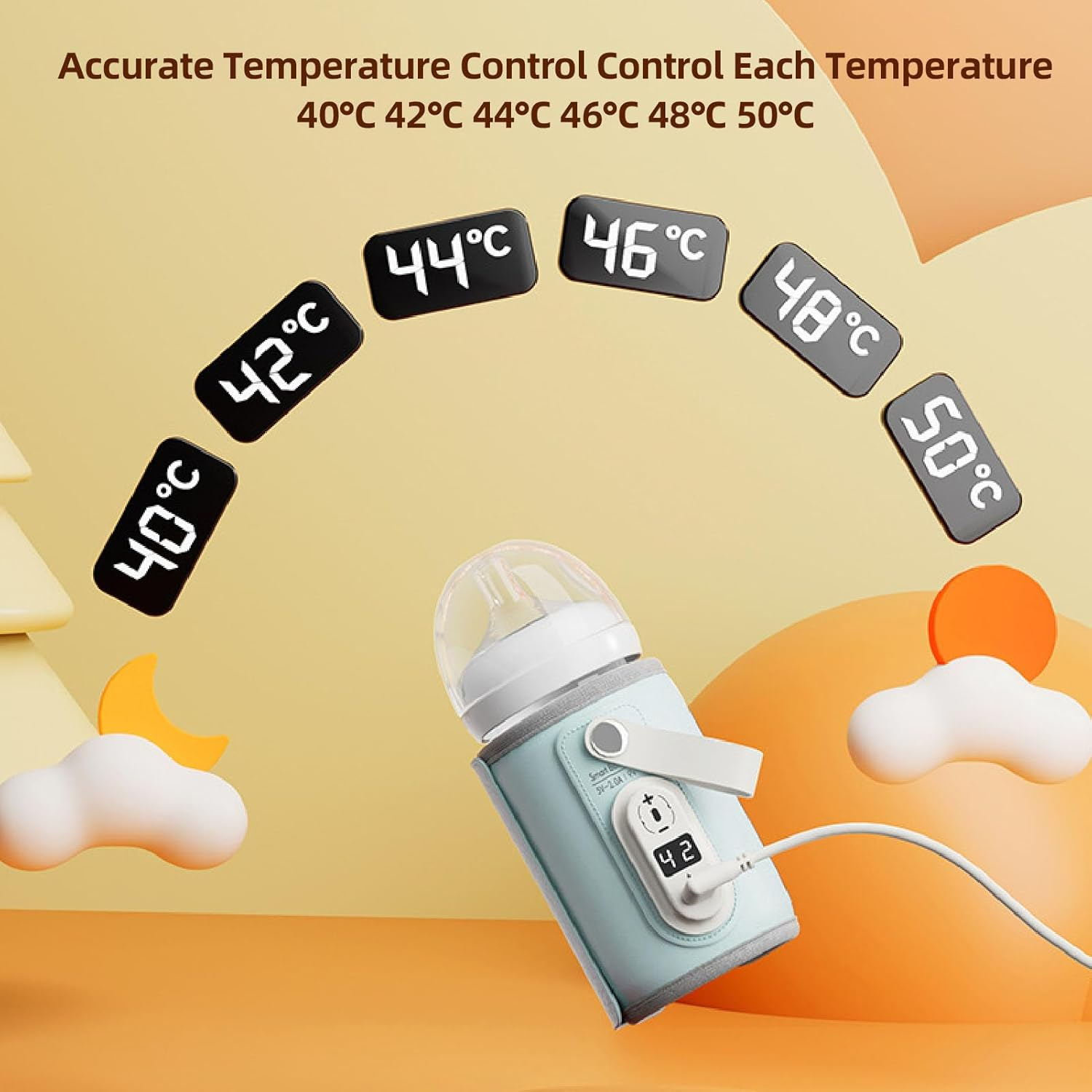 Dpofirs USB Portable Bottle Warmer for Travel, Temp Control, Rapid Warming, Waterless Milk Warming for Comfortable Baby Feeding image number 1