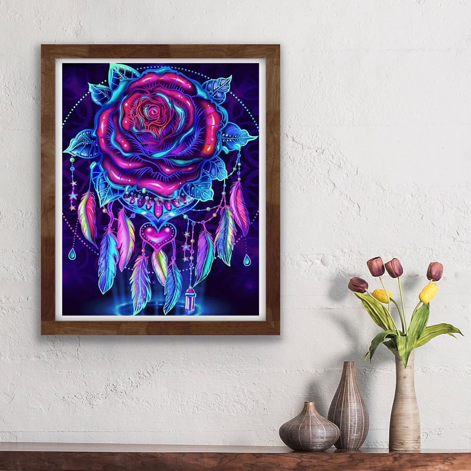 Diamond Painting Kits for Adults, Rose 5D DIY Diamond Art Kits Full Drill Diamond Dots for Gift Wall Decor and Relaxation Gem Arts 12X16 Inch image number 4