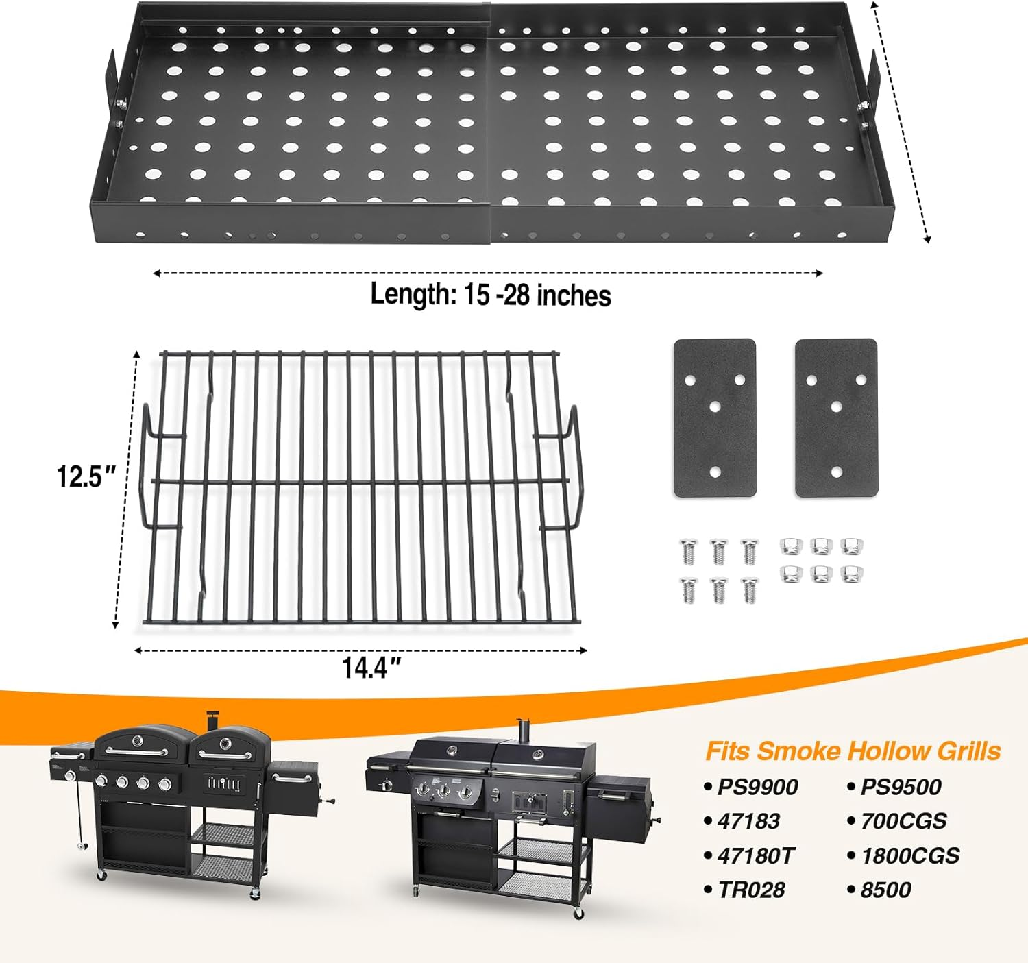 PS9900 15-28 Inch Charcoal Tray Replacement Parts for Smoke Hollow,Charcoal Basket for 47183T-21 6500 6800 8500 47183T HC4518L PS9500 SH5000 SH7000 SH19030119 SH19030219 SH9916 Smoke Hollow Grill Part image number 4