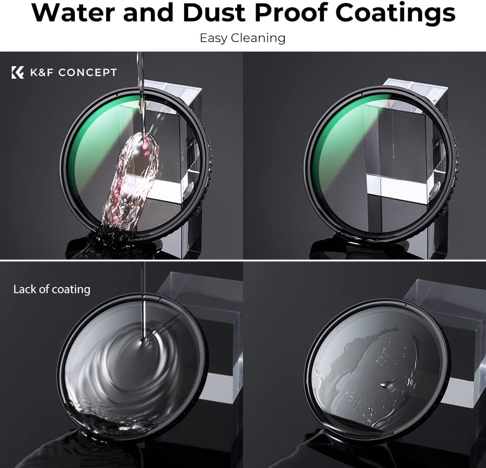 K&F CONCEPT 46Mm Variable ND Filter Adjustable Fader Neutral Density ND2 - ND32 Filter, HD Waterproof Scratch Resistant NO X Cross 28-Layer Coatings (Nano-X Series)