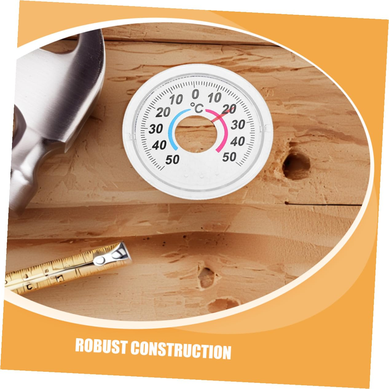 Portable Indoor Door Window Thermometer Analog Pointer Style Accurate Temperature Gauge Compact round Design for Home and Greenhouse Use