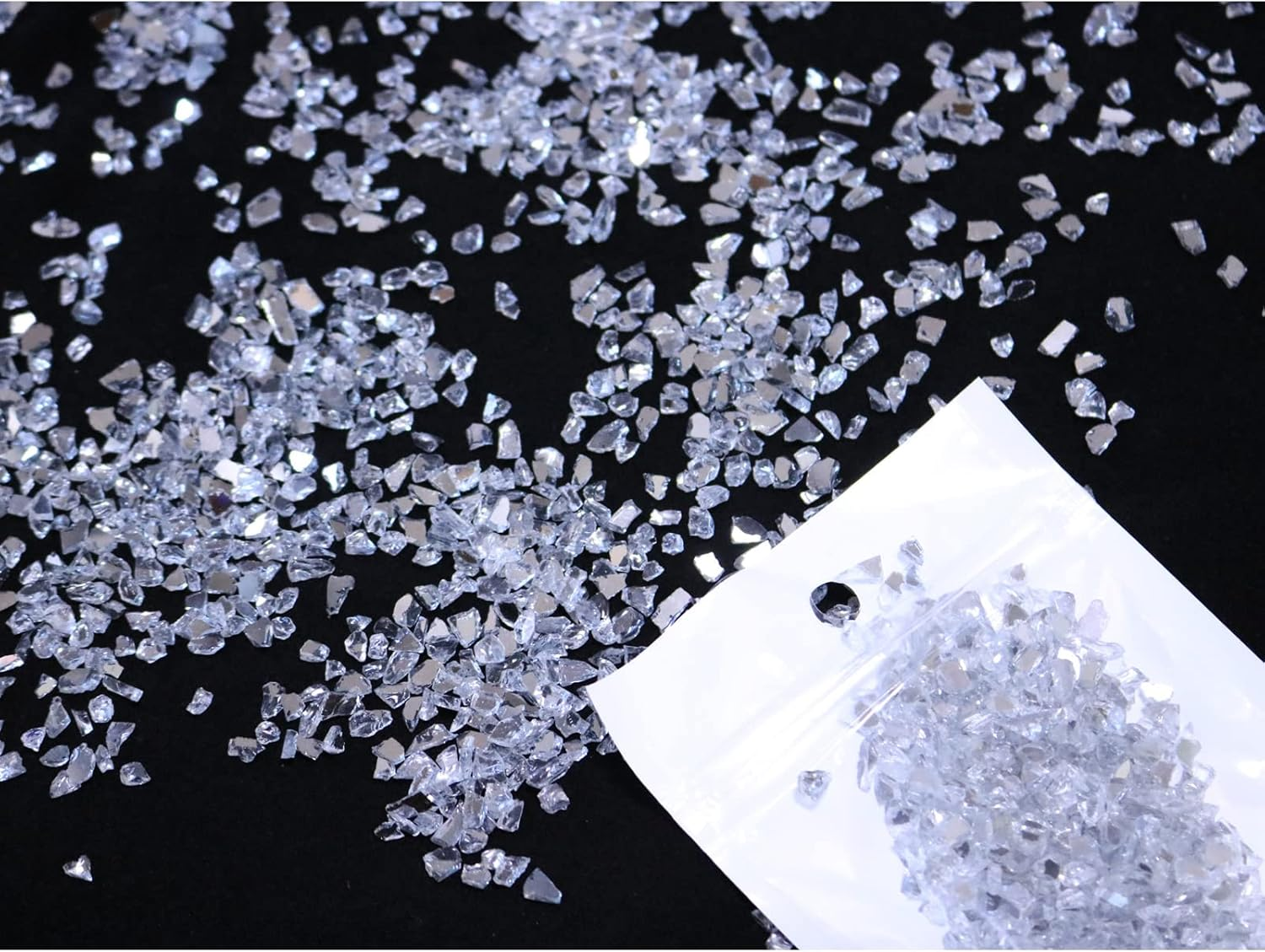 Bairdish Mirror Broken Glass Pieces Glitter Sprinkles 2-4Mm Glass Grains Colorful Irregular Blunt for Nail Arts Craft DIY Mobile Fish Tank Filler Jewelry Phone Case Making (100G) image number 1